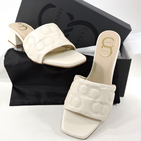 CASADEI 🇮🇹 WOMEN'S BEIGE SOFT LEATHER COMFORT MULES - Picture 9 of 10